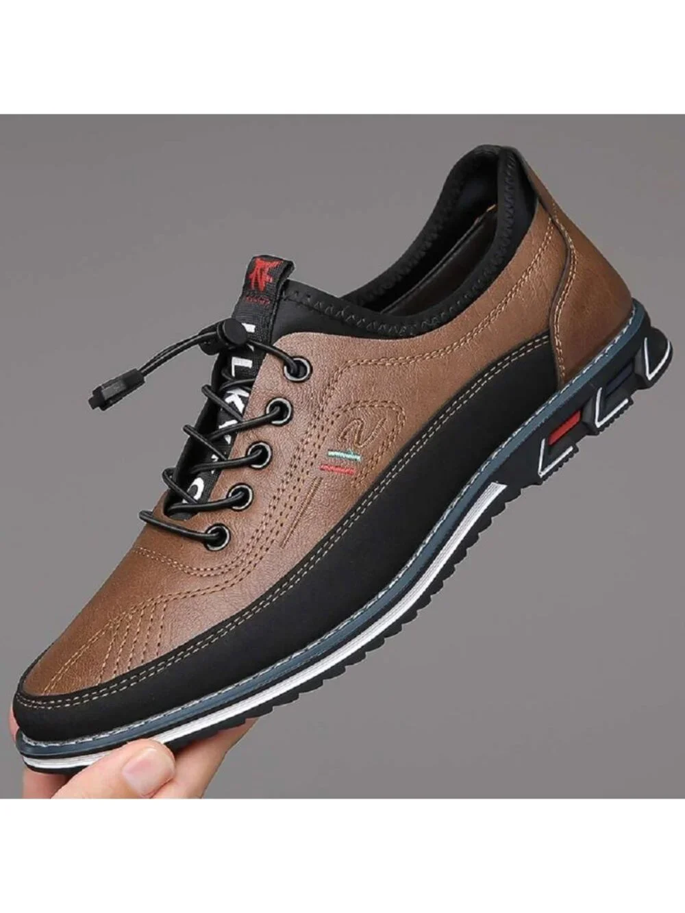 Men's Brown Textured Pebbled Leather Lace-up Pointed Toe Driving Loafers Shoes